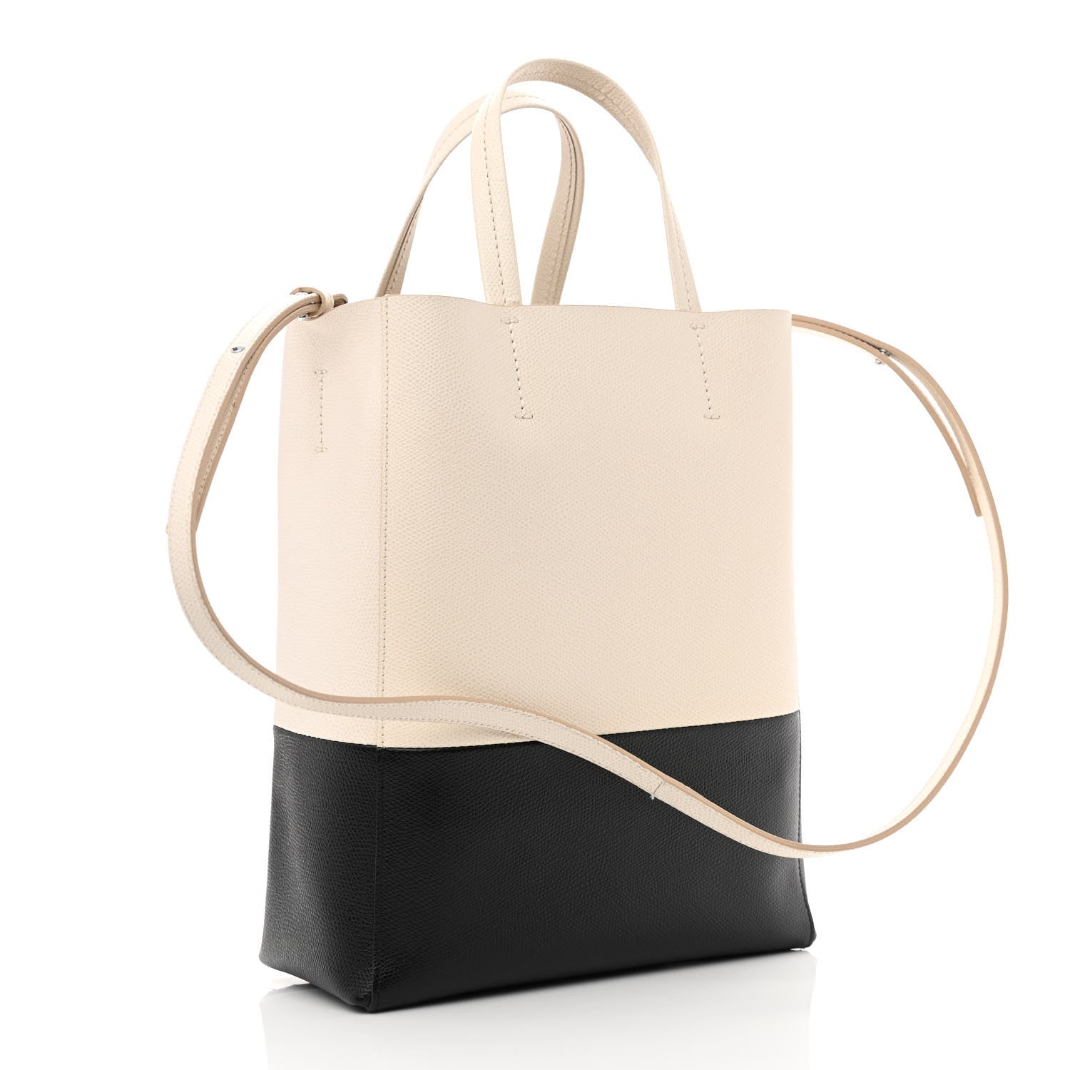 Celine Grained Calfskin Small Vertical Bi-Cabas Cream Black 3 of 10