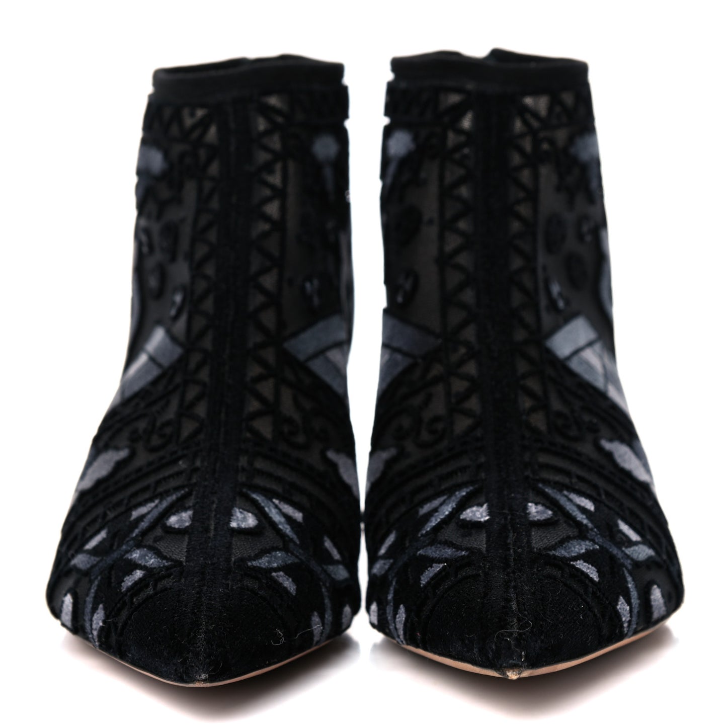 Embroidered Mesh Ankle Boot 38 Black