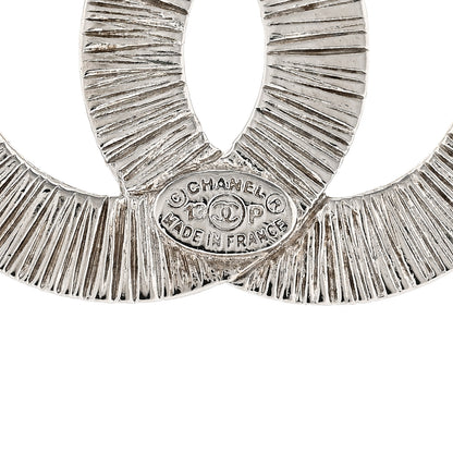 Chanel Baguette Crystal CC Drop Hoop Earrings Silver 4 of 4
