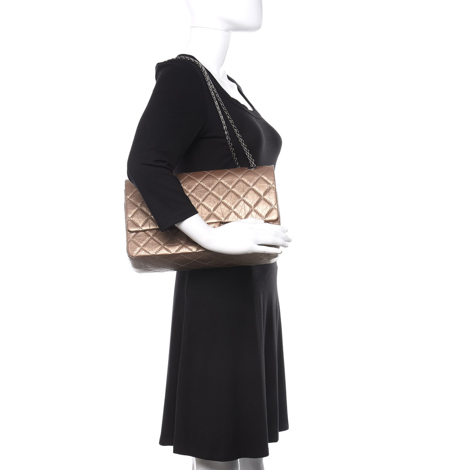 Chanel Metallic Aged Calfskin Quilted 2.55 Reissue 227 Flap Dark Gold 2 of 10