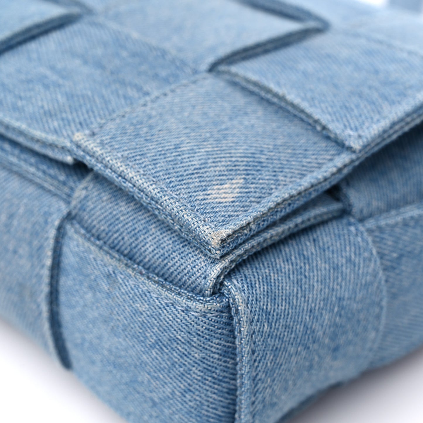 Denim Maxi Intrecciato Cassette Crossbody Bag Washed Indigo