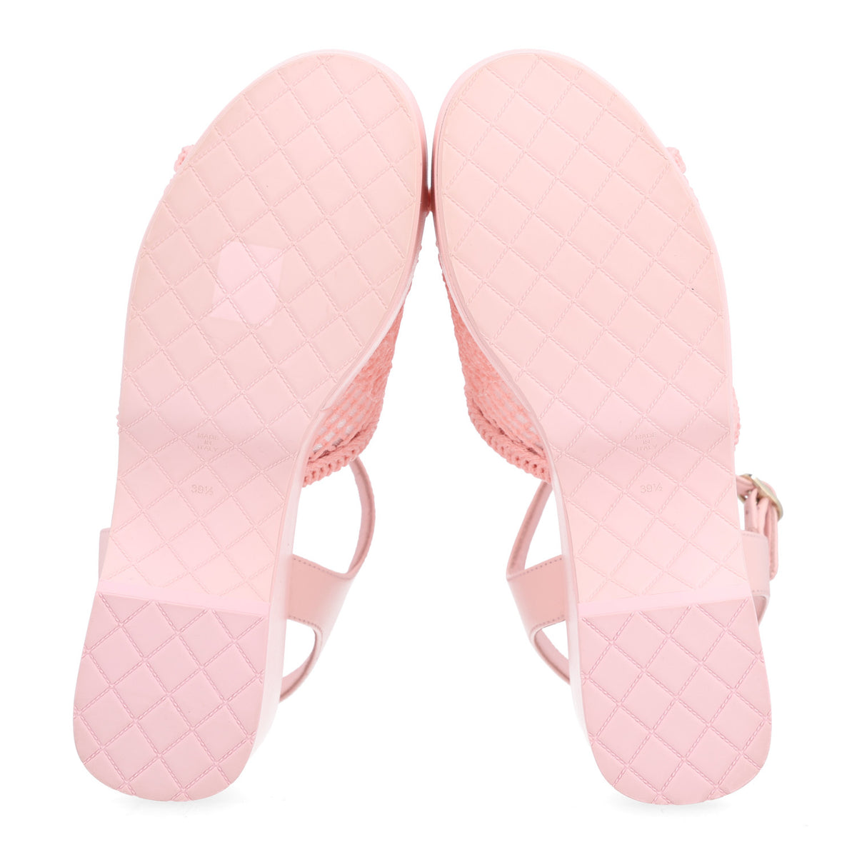 Chanel Fabric Calfskin CC Platform Sandals 39.5 Light Pink 7 of 10