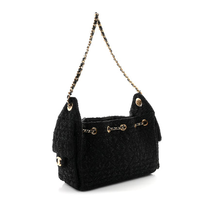 Chanel Tweed Quilted Mini Chanel 25 Handbag Black 3 of 11