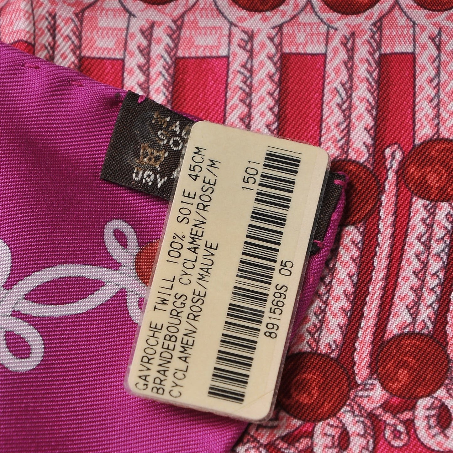 Silk Brandebourgs Pocket Square Scarf Cyclamen Rose Mauve