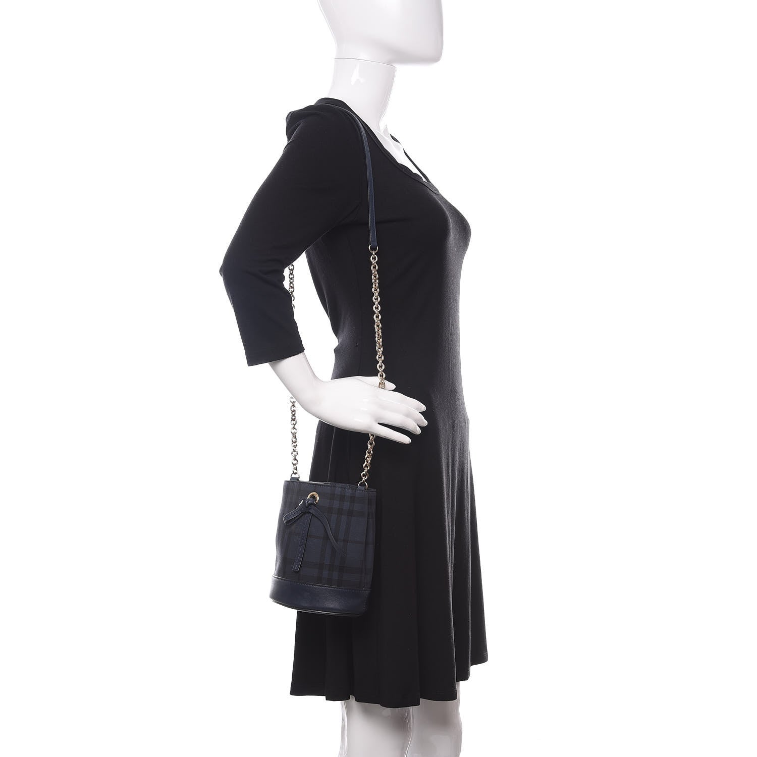 Burberry Overdyed Canvas Horseferry Check Baby Bucket Bag Blue Carbon 2 of 13