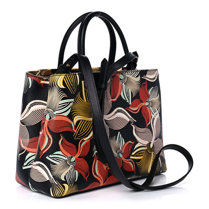 Fendi Calfskin Orchid Petite 2Jours Tote Black Multicolor 3 of 11