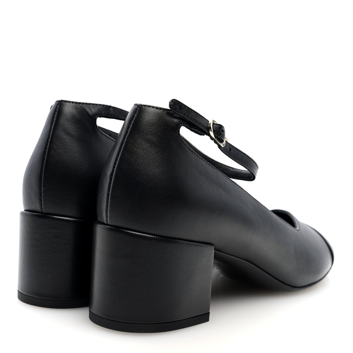 Lambskin Cap Toe Mary Jane Pumps 38 Black
