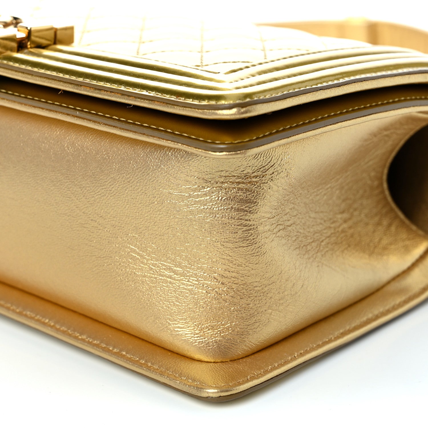 Chanel Metallic Patent Calfskin Quilted Medium Boy Flap Gold 10 of 11