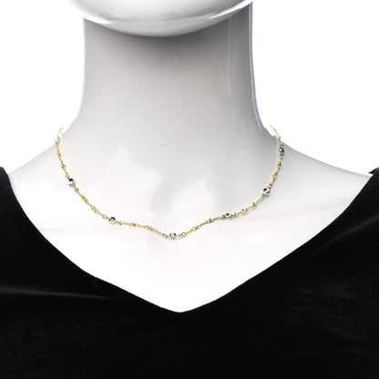 Roberto Coin 18K Yellow White Gold Diamond By the Inch Seven Station Dog Bone Necklace 2 of 5