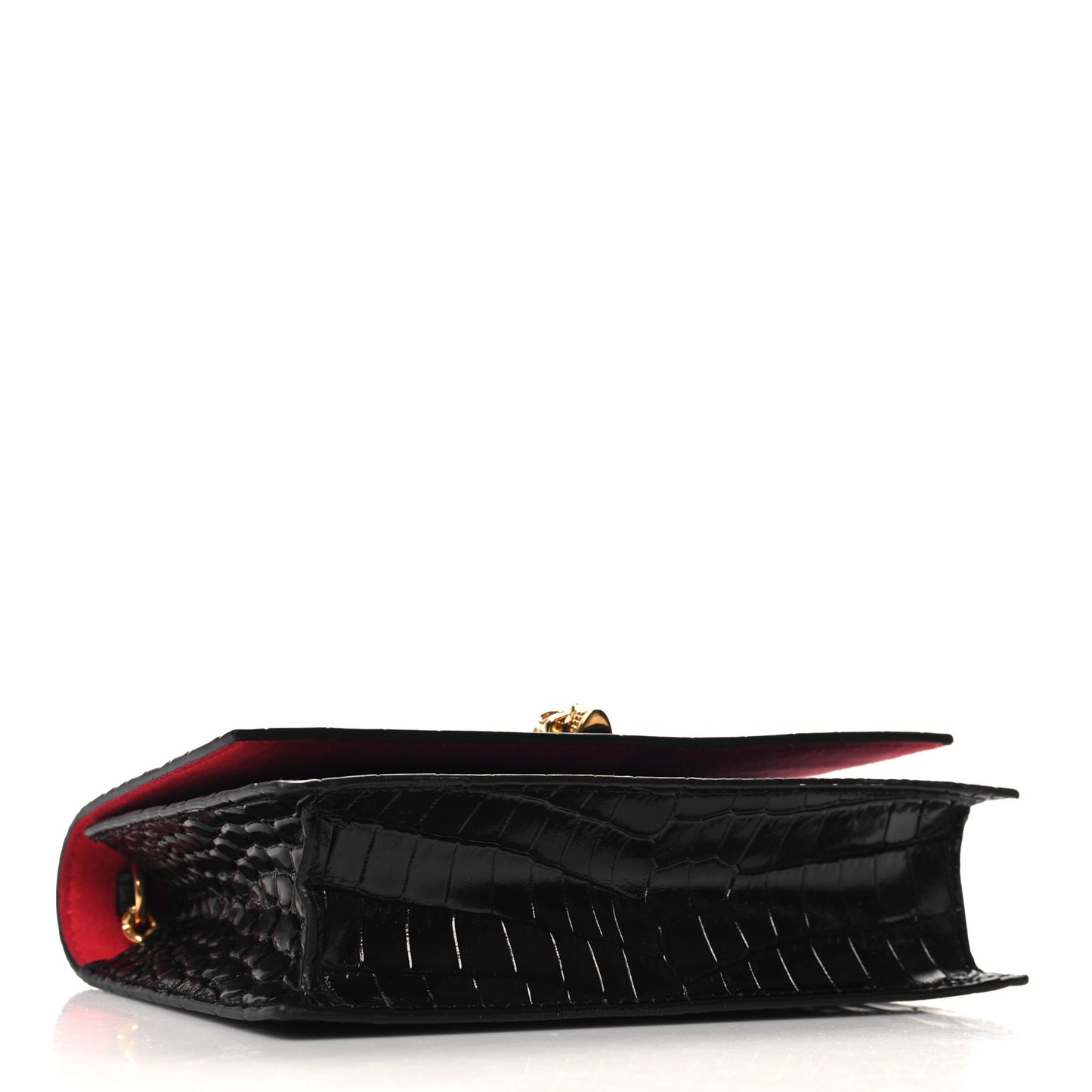 Calfskin Crocodile Embossed Skull Mini Crossbody Bag Black