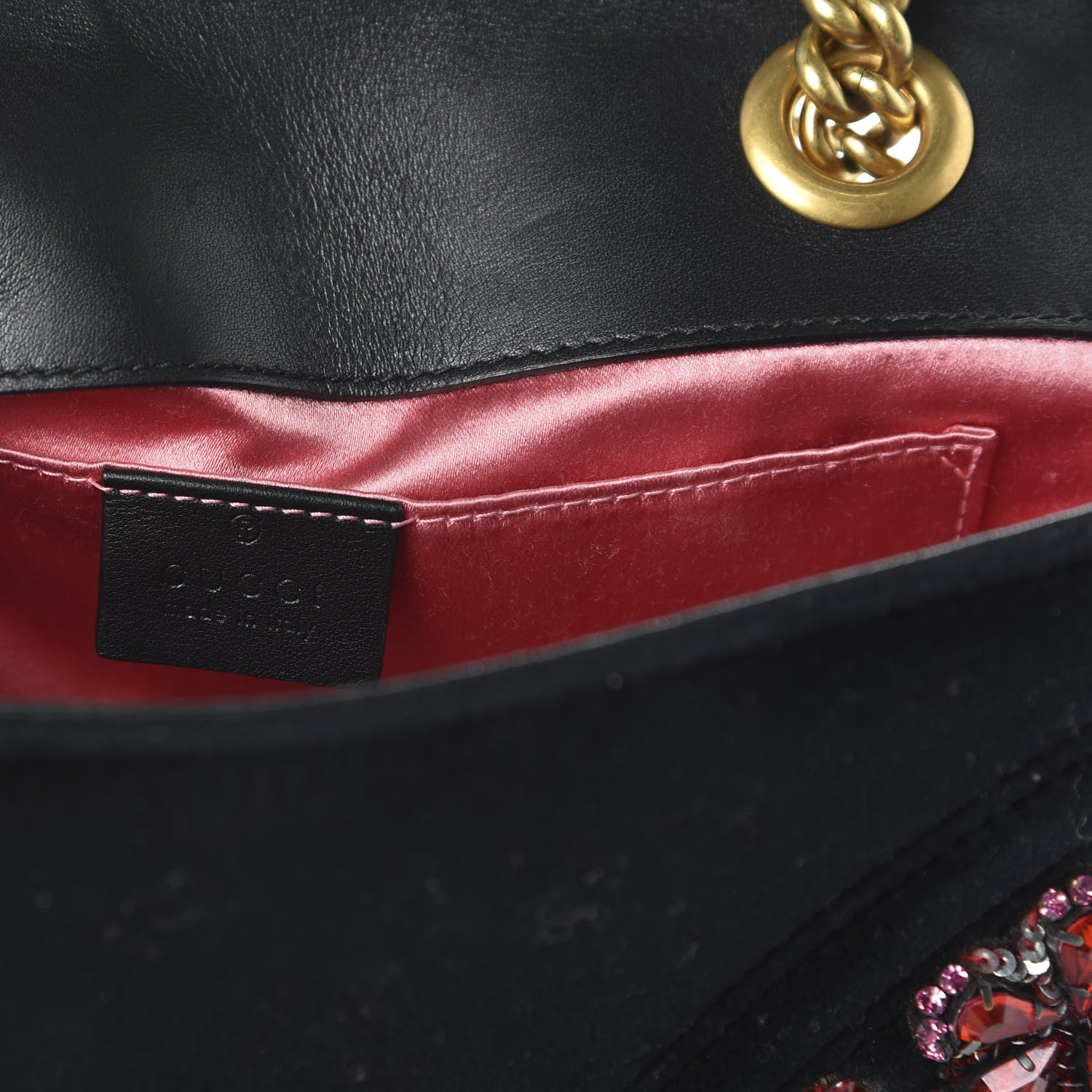 Gucci Velvet Matelasse Embroidered Mini GG Marmont Shoulder Bag Black 8 of 10