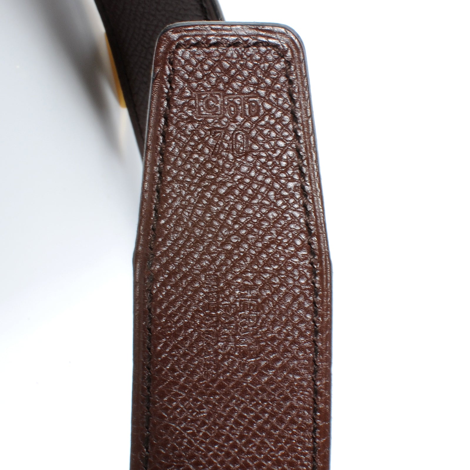Hermes Box Courchevel Reversible Constance 32mm H Belt Noir Chocolate 70 7 of 8