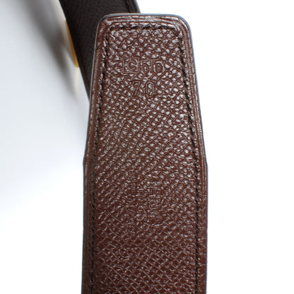 Hermes Box Courchevel Reversible Constance 32mm H Belt Noir Chocolate 70 7 of 8