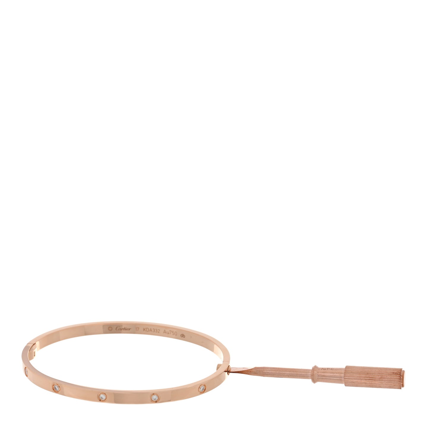 18K Pink Gold 10 Diamond Small LOVE Bracelet 17