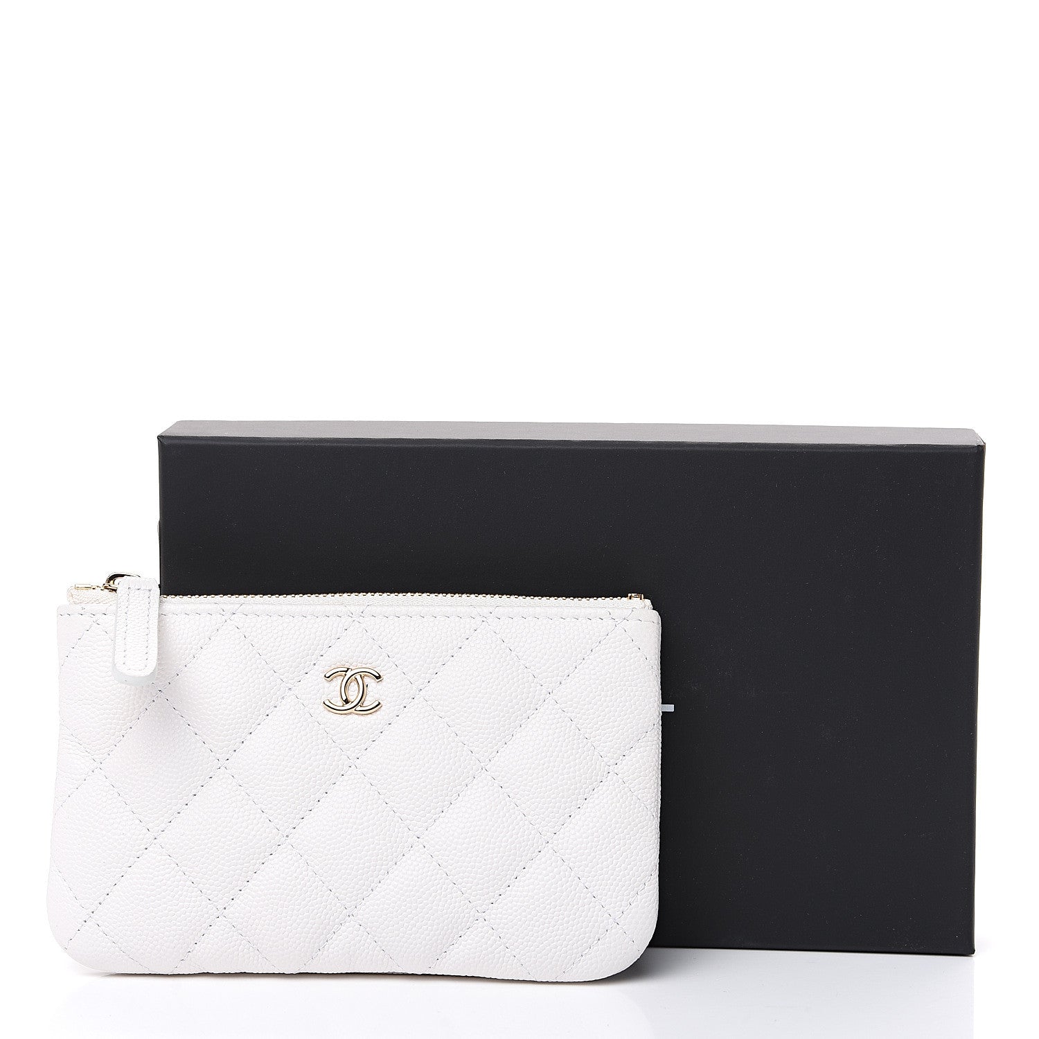 Chanel Caviar Quilted Small Cosmetic Case White 7 of 7