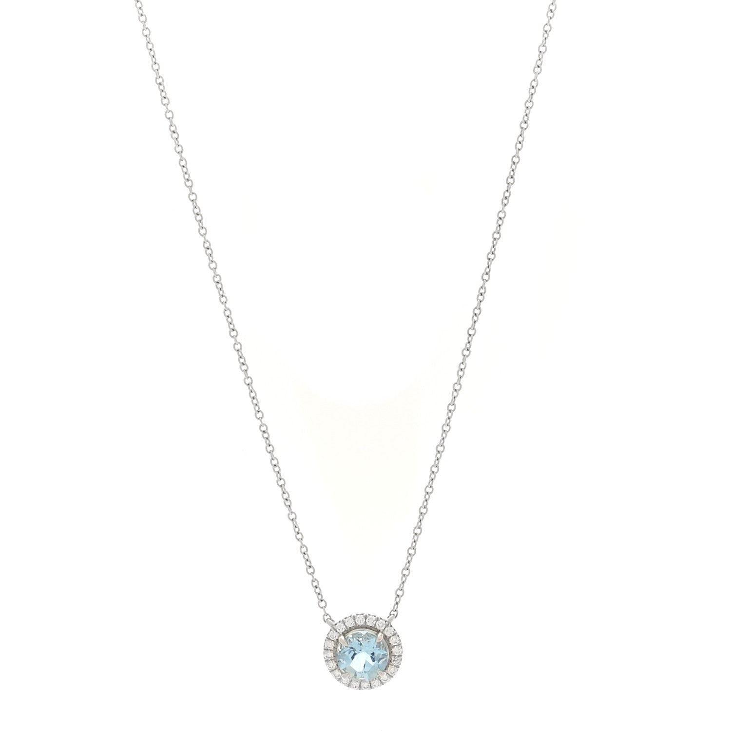 Tiffany Platinum Diamond Aquamarine Soleste Pendant Necklace 1 of 5