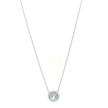 Tiffany Platinum Diamond Aquamarine Soleste Pendant Necklace 1 of 5