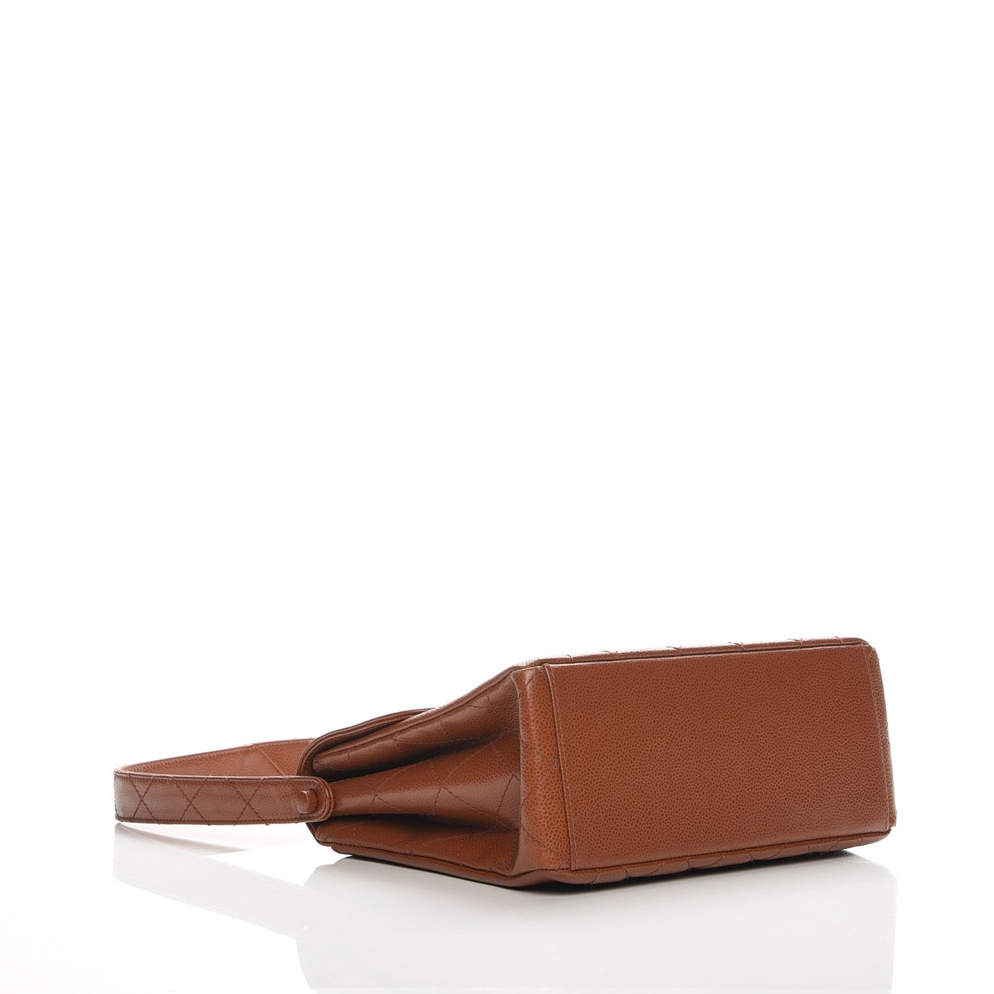 Caviar Quilted Flap Shoulder Bag Light Brown