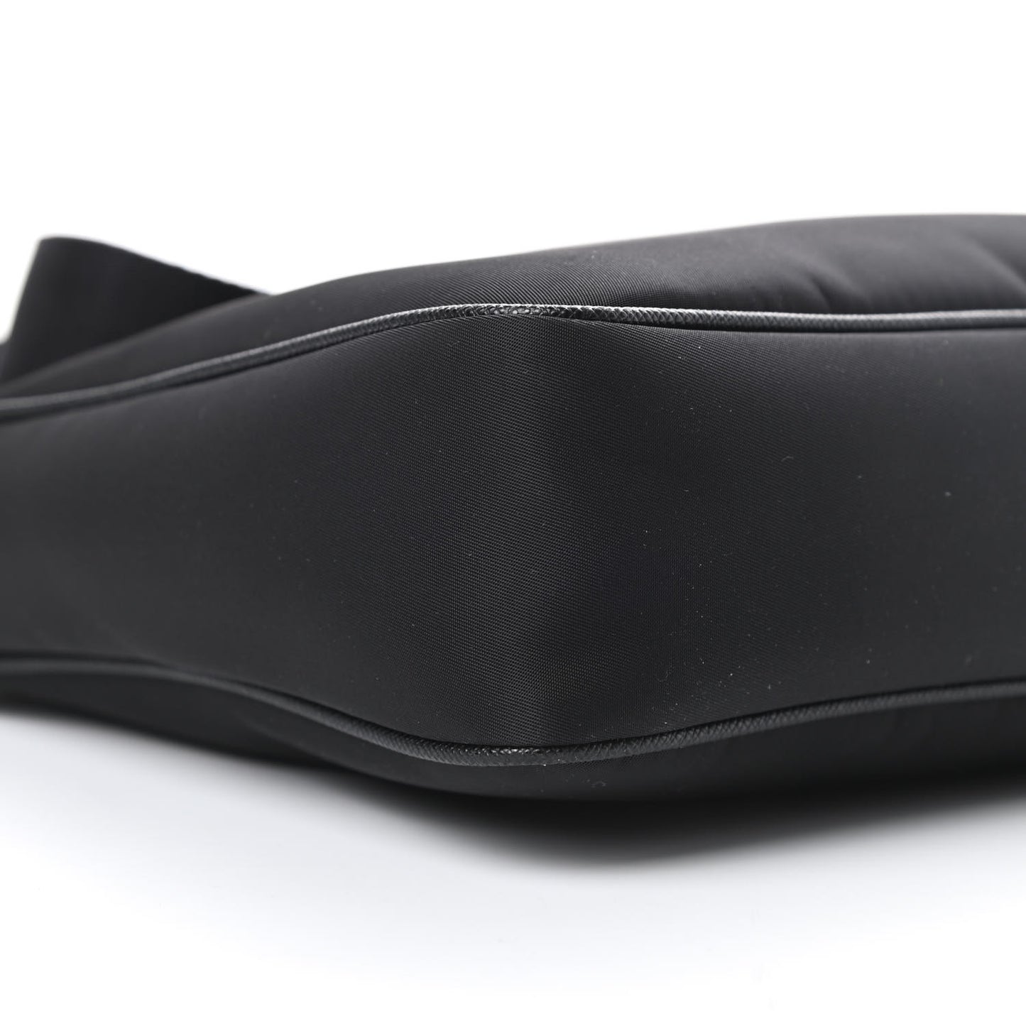 Tessuto Nylon Saffiano Rubber Triangle Logo Pocket Zippered Shoulder Bag Black