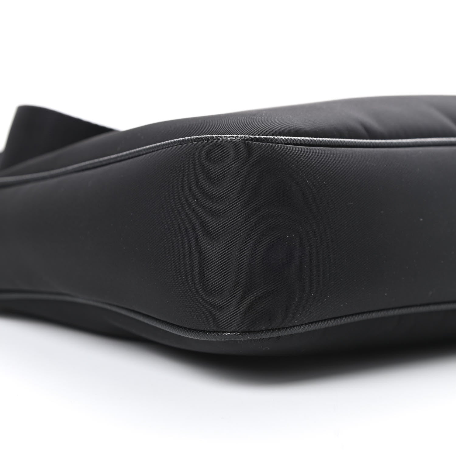 Prada Tessuto Nylon Saffiano Rubber Triangle Logo Pocket Zippered Shoulder Bag Black 10 of 11