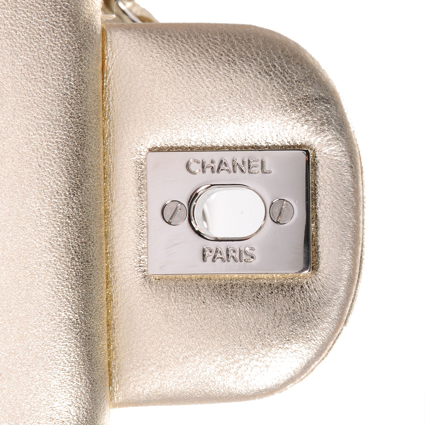 Lambskin Medium Double Flap Metallic Gold