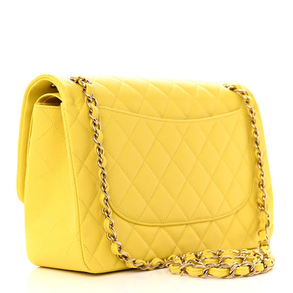 Chanel Caviar Quilted Jumbo Double Flap Yellow 3 of 11