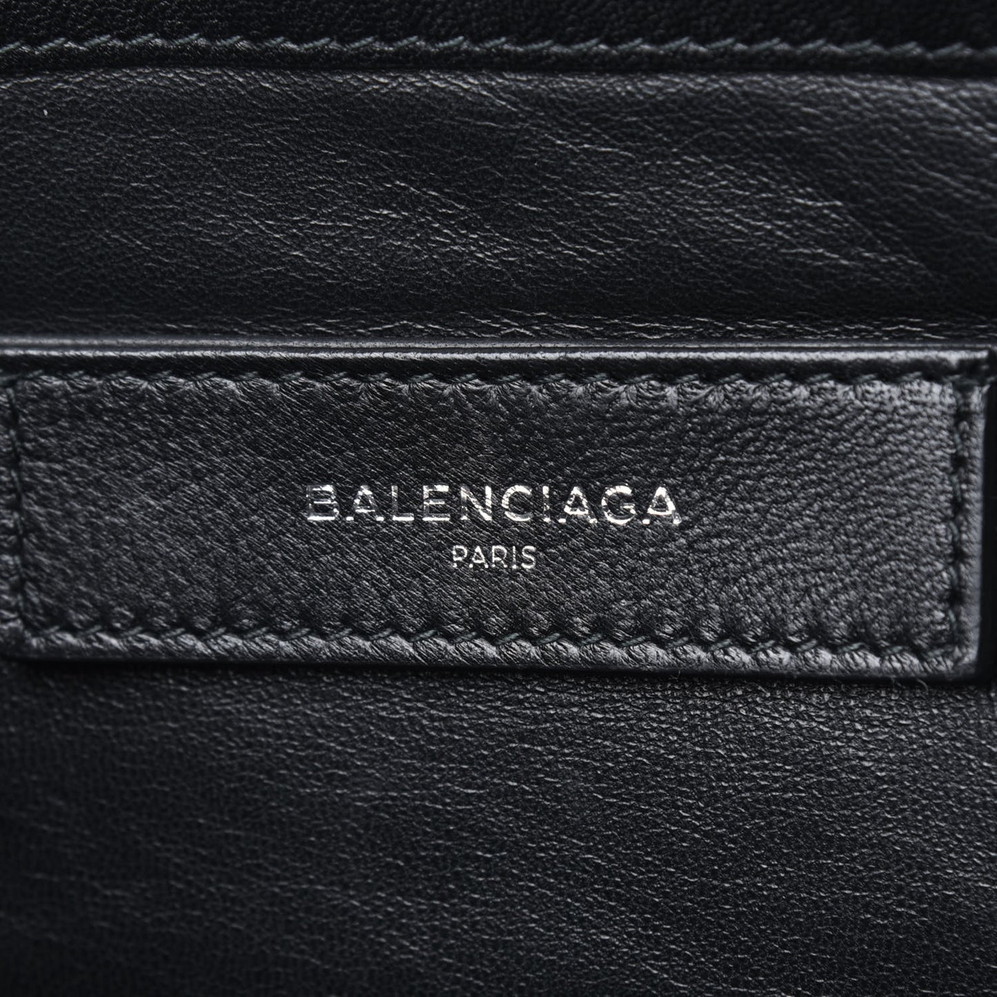 Sheepskin Shearling Contrasted Logo Large Zip Pouch Black
