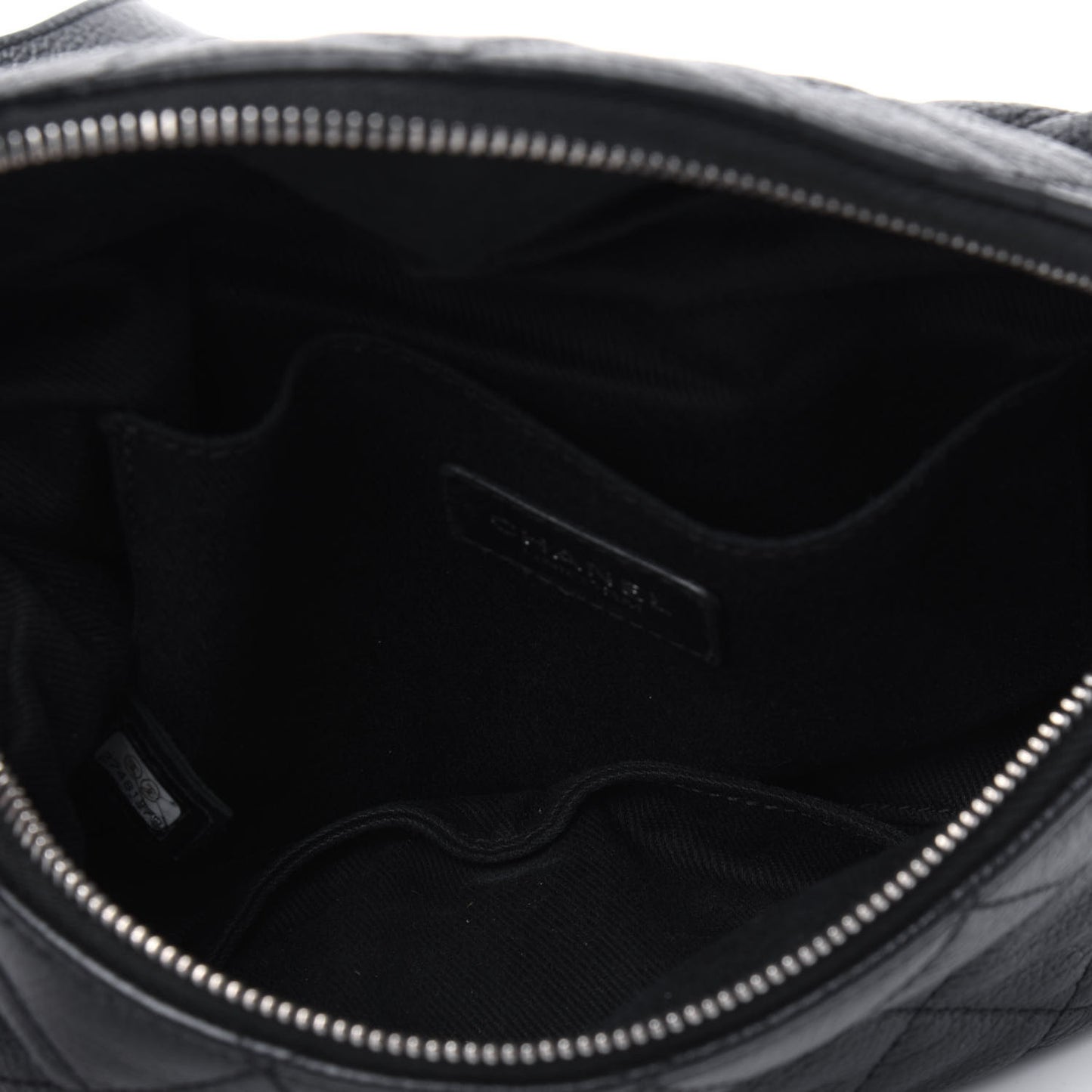 Grained Calfskin Quilted Waist Belt Bag Black