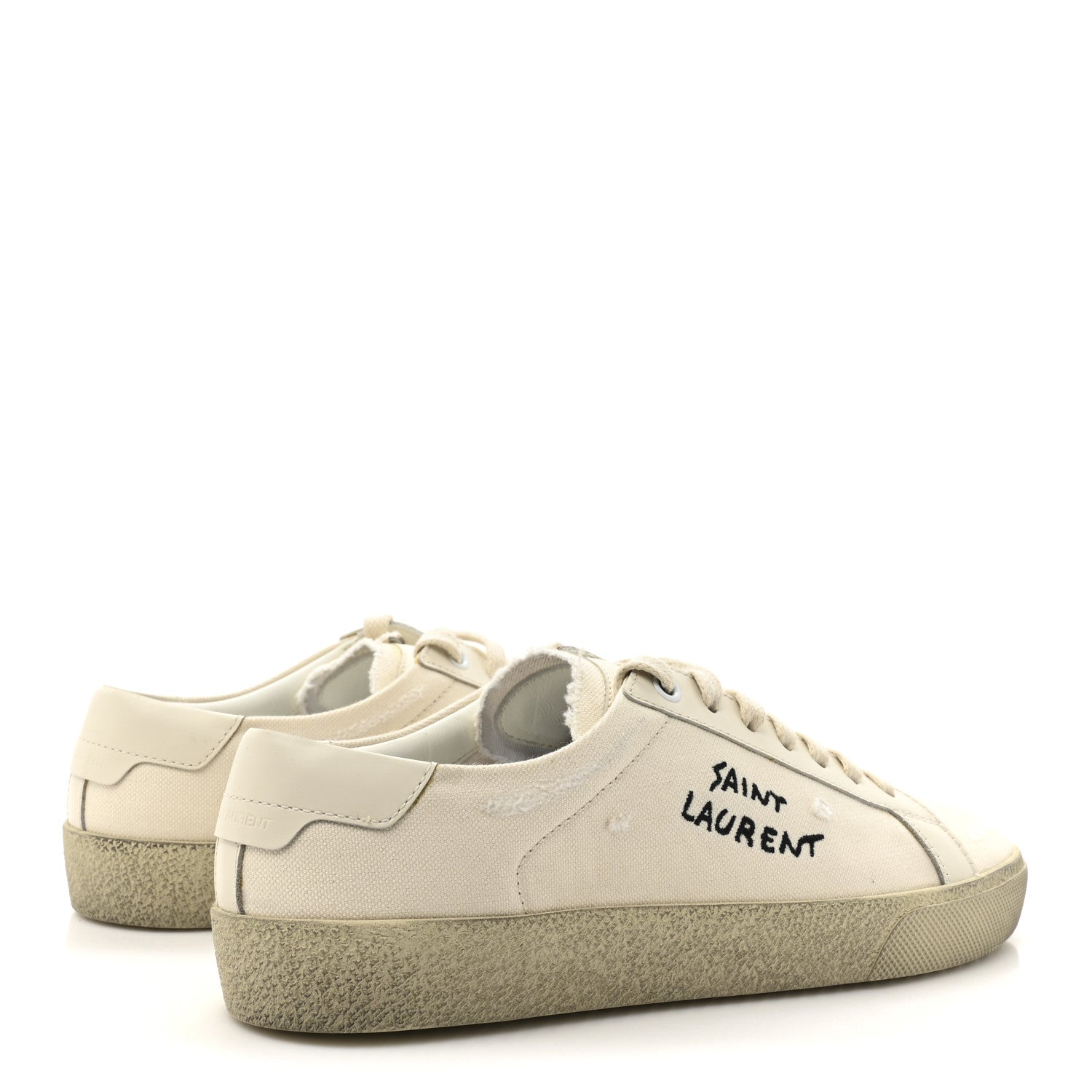 Saint Laurent Distressed Canvas Court Classic Sneakers 39 Panna 6 of 11
