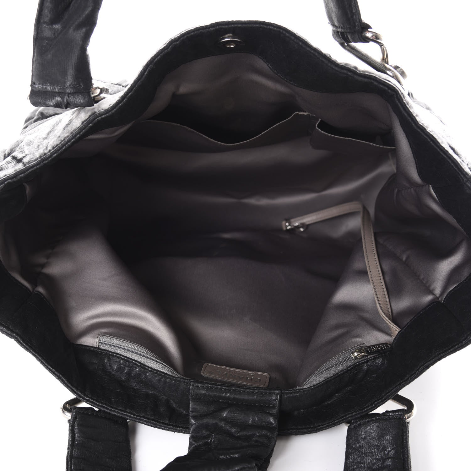 Chanel Crinkled Coated Canvas Le Marais Large Tote Black 5 of 14