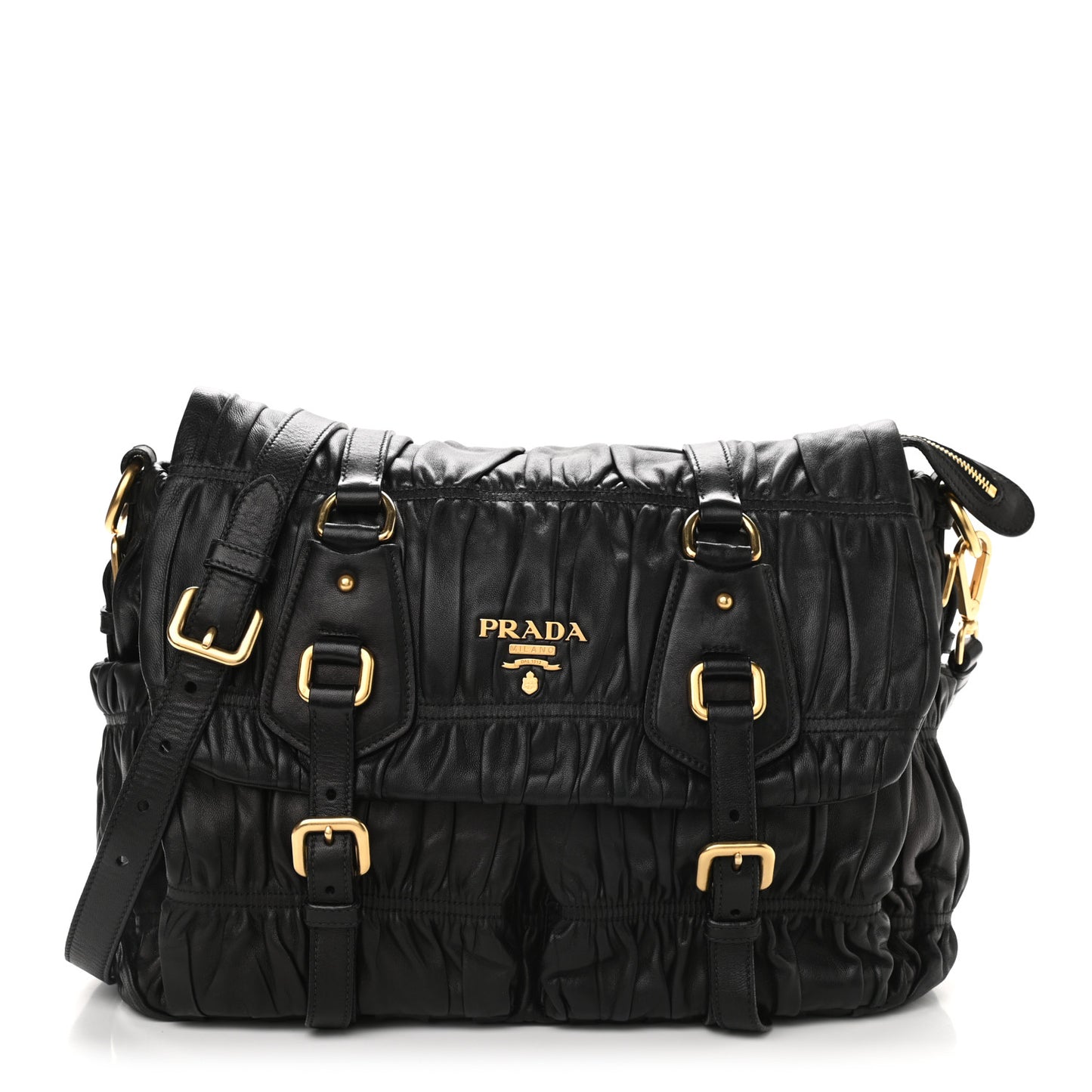 Nappa Gaufre Messenger Tote Black