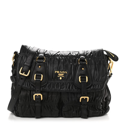 Prada Nappa Gaufre Messenger Tote Black 1 of 12
