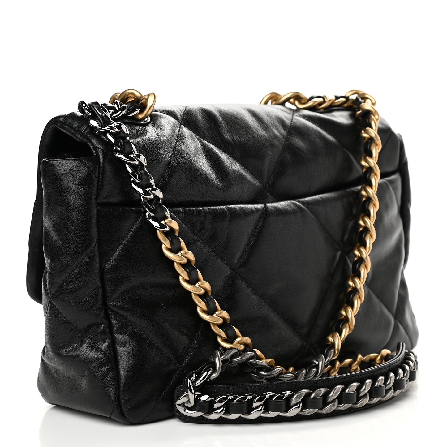 Goatskin Quilted Large Chanel 19 Flap Black