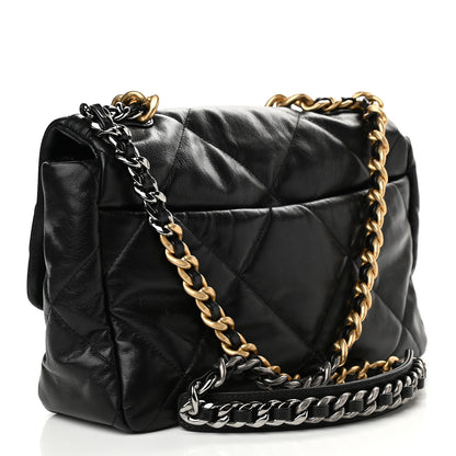 Chanel Goatskin Quilted Large Chanel 19 Flap Black 3 of 11