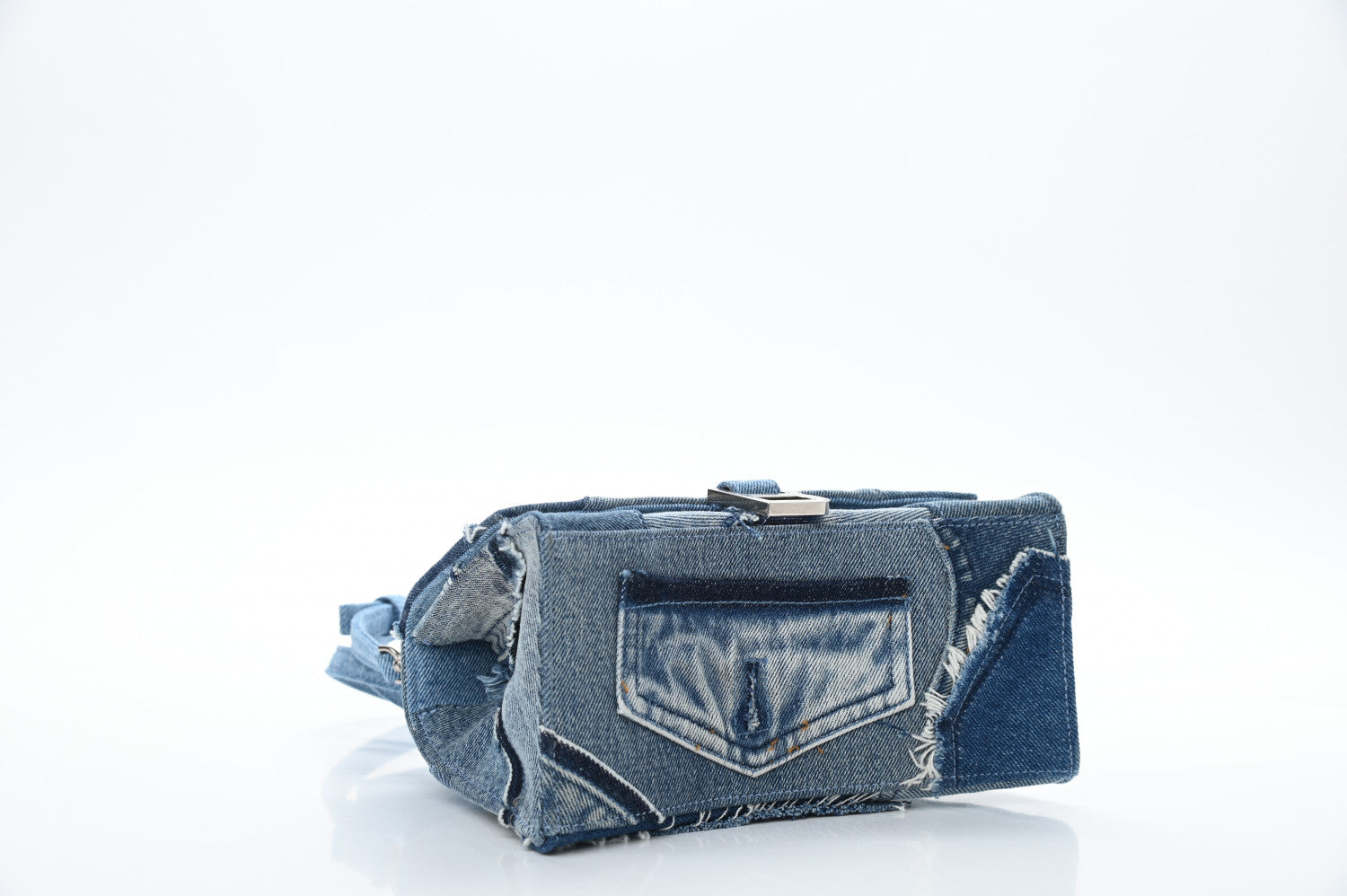 Balenciaga Denim Patchwork Small Hourglass Top Handle Bag Washed Blue 4 of 8