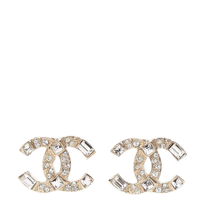 Chanel Crystal Baguette CC Earrings Gold 1 of 5