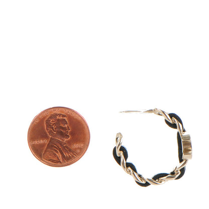 Chanel Lambskin CC Chain Hoop Earrings Black Gold 2 of 4