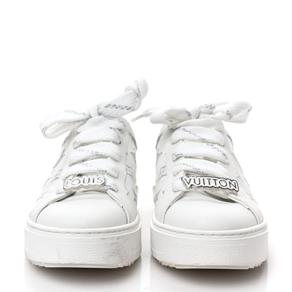 Louis Vuitton Calfskin Monogram Debossed Time Out Sneakers 39 White Silver 2 of 8
