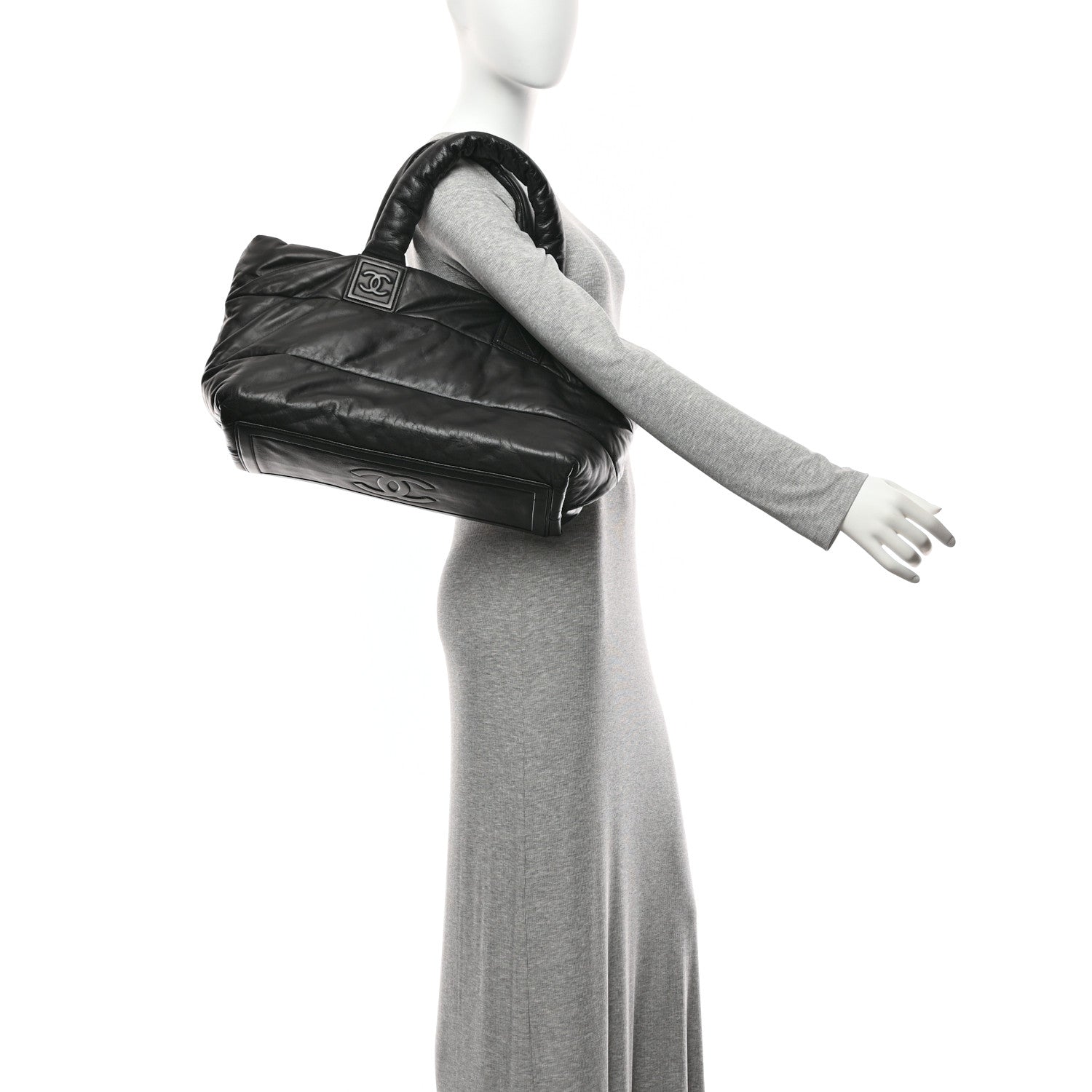 Chanel Lambskin Quilted Medium Coco Cocoon Reversible Tote Black 2 of 10