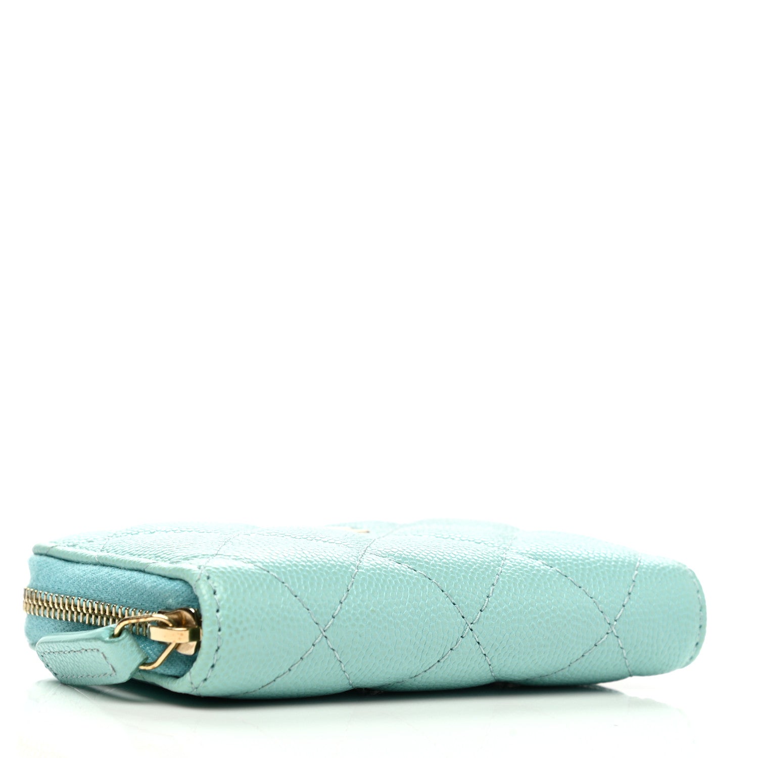 Chanel Caviar Quilted Zip Coin Purse Light Blue 4 of 9