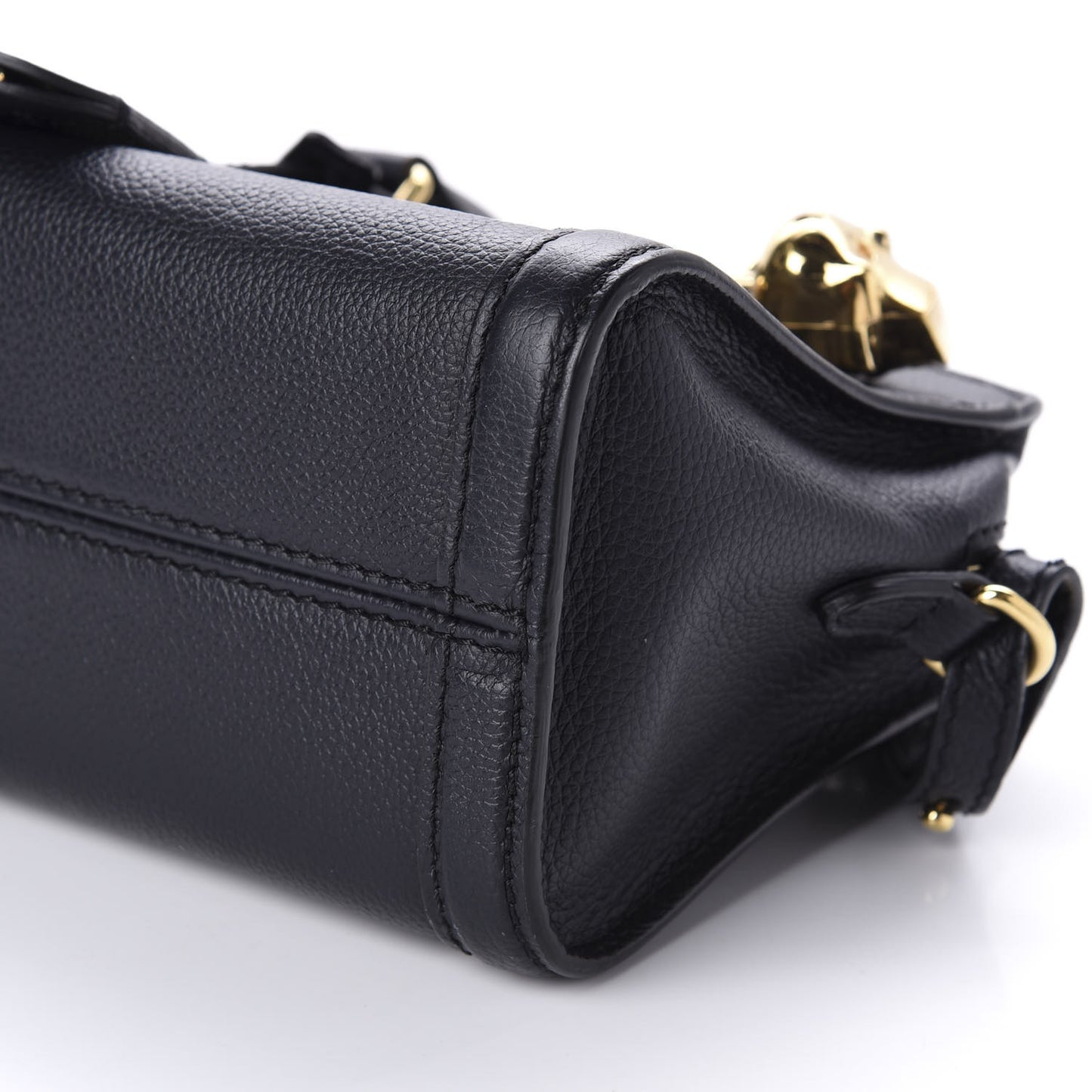 Pebbled Calfskin Mini Padlock Tote Black