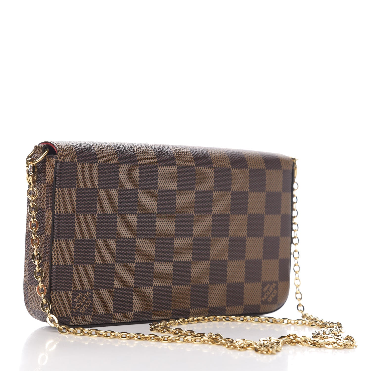 Louis Vuitton Damier Ebene Pochette Felicie Chain Wallet 2 of 9