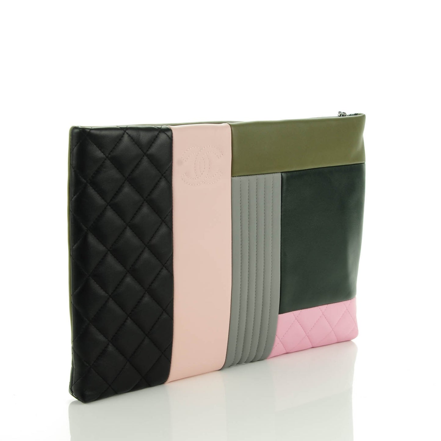 Lambskin Patchwork Large Cosmetic Case Multicolor