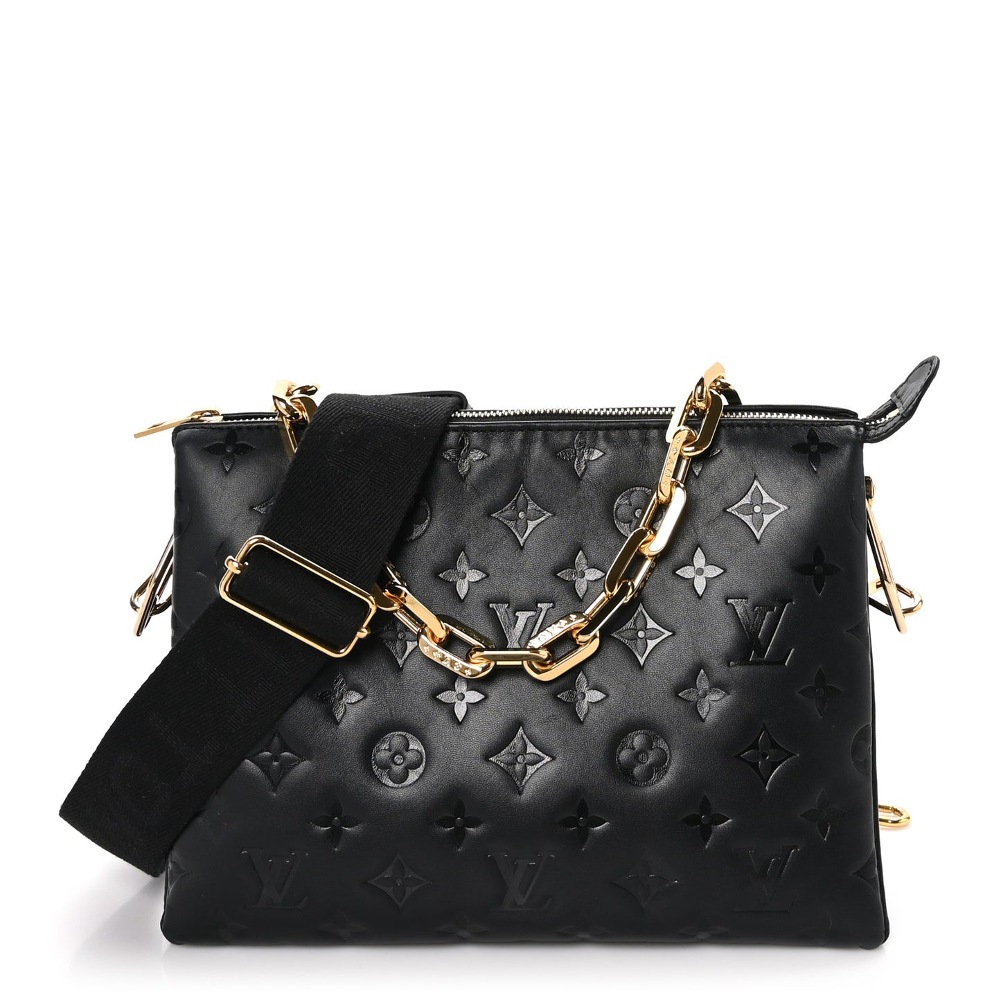Lambskin Embossed Monogram Coussin PM Black