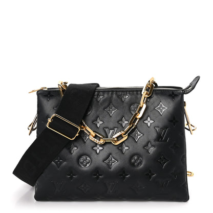 Louis Vuitton Lambskin Embossed Monogram Coussin PM Black 1 of 11