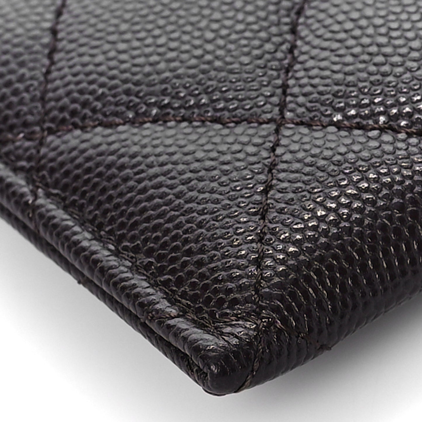 Caviar Quilted Card Holder Dark Brown