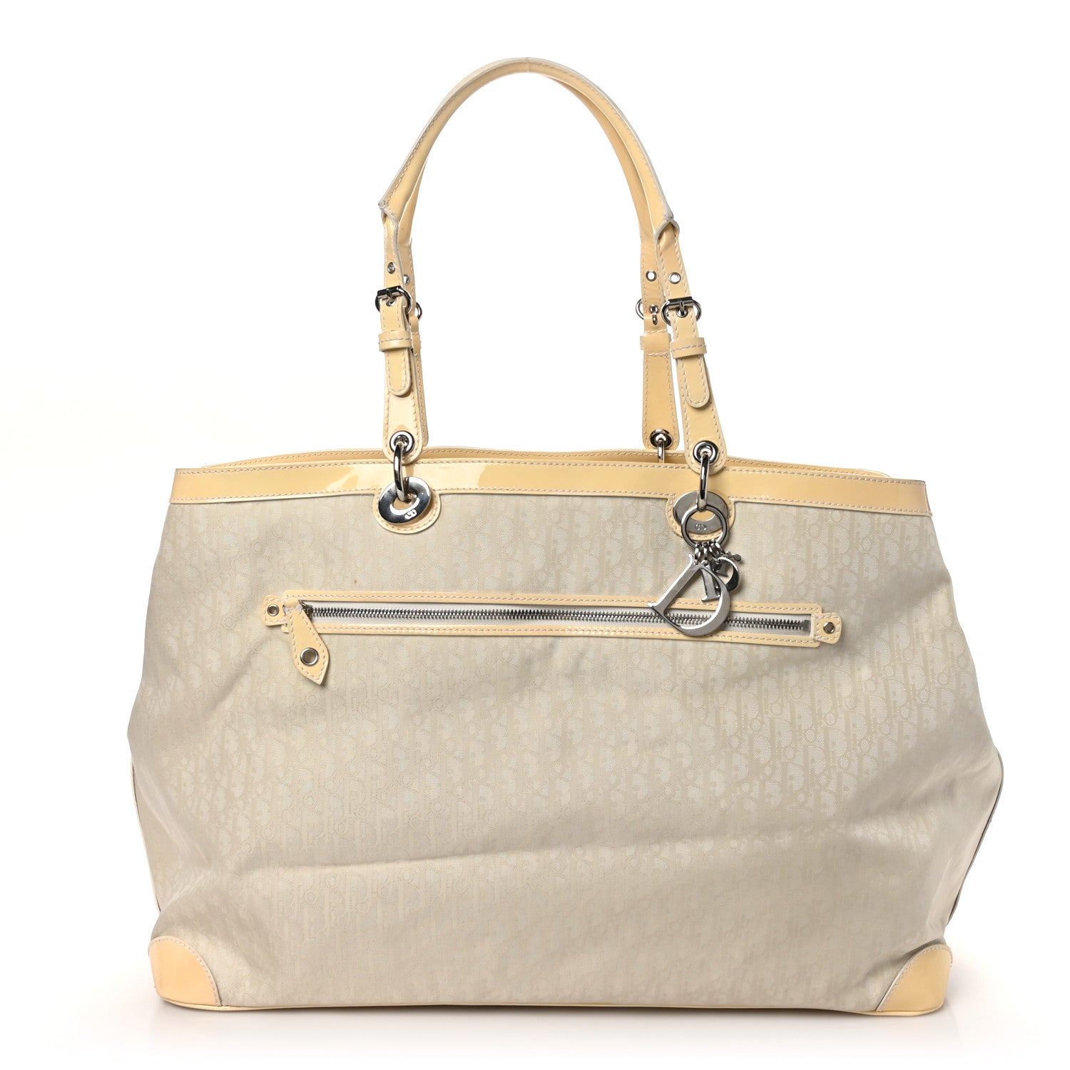 Christian Dior Monogram Patent Tote Ivory 1 of 12