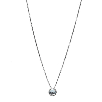 David Yurman Sterling Silver Blue Topaz 8mm Chatelaine Pendant Necklace 1 of 5