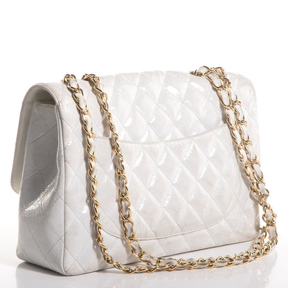 Chanel Patent Quilted Evening Star Jumbo Single Flap White 3 of 7