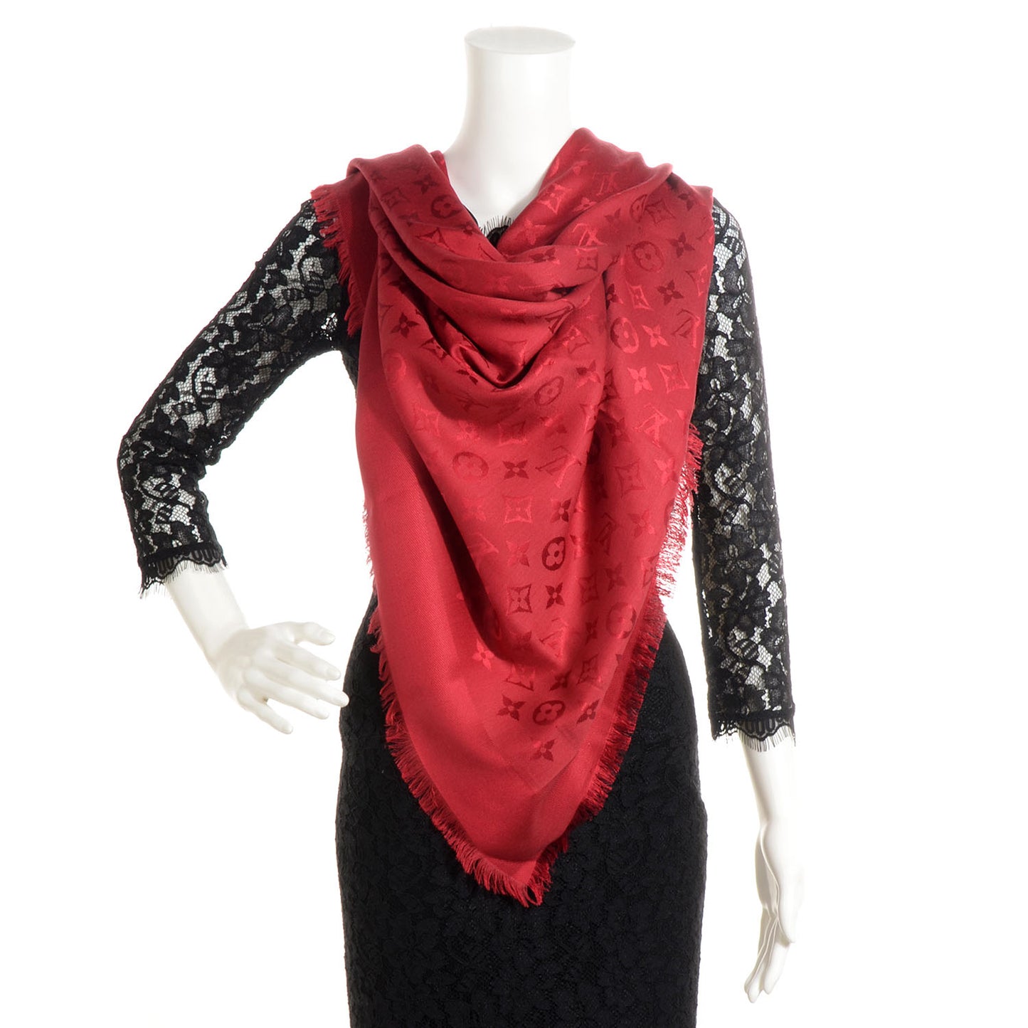 Silk Wool Monogram Shawl Pomme D'Amour